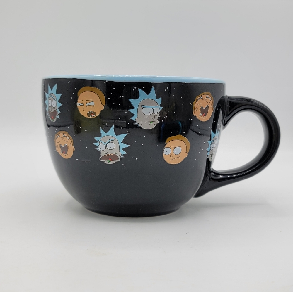 Rick and Morty 24oz Ceramic Oversized Soup Mug Black Blue Silver Buffalo 2021